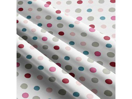 36281 2 detske bavlnene latky metraz puntik 18 mm multi na bilem