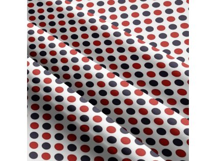 Dětské bavlněné látky, metráž. Puntík 22 mm, Granátový a Červený na Bílém