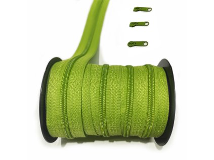 Zip spirálový zelený 5 mm metráž