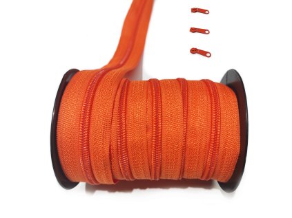 Zip spirálový pomerančový 5 mm metráž