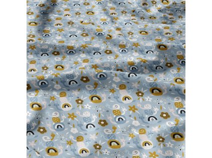 36620 2 bavlnena latka metraz hlemyzdi hnede na modrem