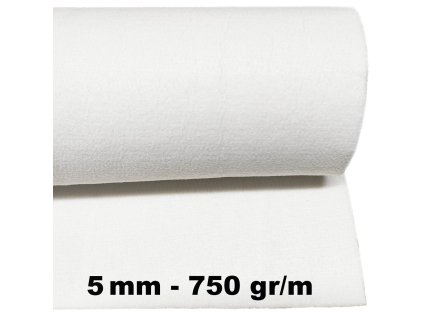 Technický filc 5 mm barva Bílá, šířka 150 cm