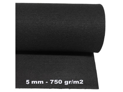 Technický filc 5 mm barva Černá, šířka 150 cm