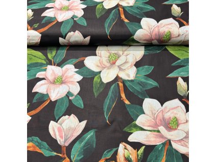 Bavlněná látka Květiny na Černém