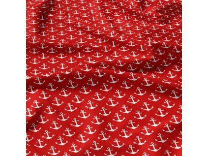 36953 5 detska bavlnena latka metraz kotvy bile na cervenem