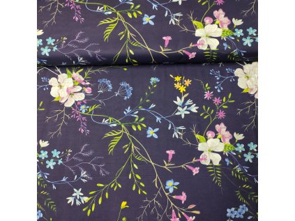 Bavlněná látka Květiny na Granátovém