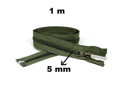 37271 2 zip spiralovy delitelny khaki 5 mm delka 100 cm