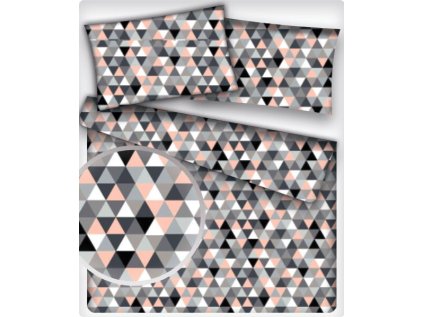 Bavlněná látka Trojúhelníky 2 cm, Černo-Růžové