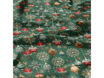 Vánoční bavlněná látka, metráž, šíře 160 cm, Vánoční Hračky na Zeleném