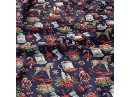 Vánoční bavlněná látka, metráž, šíře 160 cm, Vánoční Stráž-34