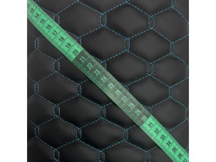 Ekokůže GEO barva Černá prošívaná Tyrkysovými nitěmi 1,3 m x 0,65 m