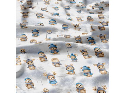 Vánoční bavlněná látka, metráž, šíře 160 cm, vzor Vánoce na Bílém 46