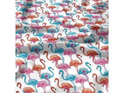 37583 2 bavlnene latky metraz plamenak na bilem