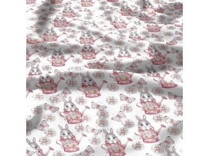 37586 2 bavlnene latky metraz kralici na bilem