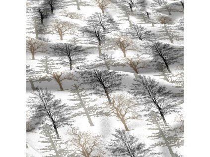 Bavlněná látka Stromy na Bílém