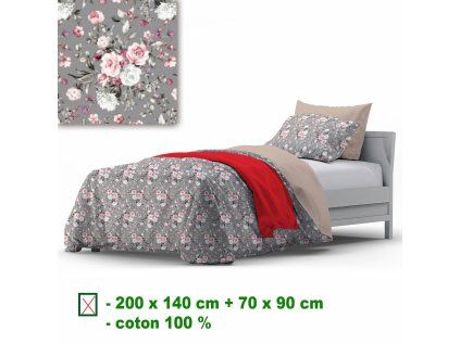 37691 5 bavlnene povleceni na zip barva seda 140x200 cm