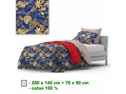 Bavlněné povlečení na zip, barva Granátová, 140x200 cm