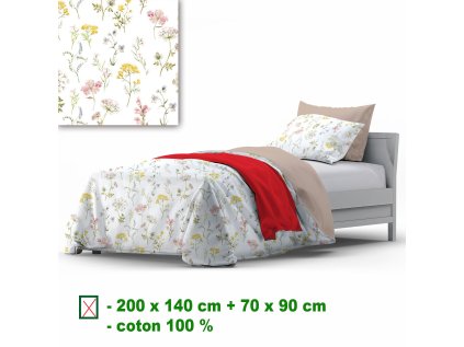 Bavlněné povlečení na zip, barva Bílá, 140x200 cm