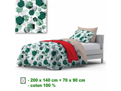 Bavlněné povlečení na zip, barva Tyrkysová, 140x200 cm