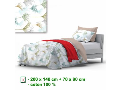 Bavlněné povlečení na zip, barva Bílá, 140x200 cm