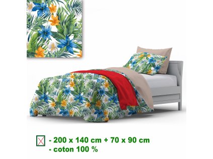 Bavlněné povlečení na zip, barva Zelená, 140x200 cm