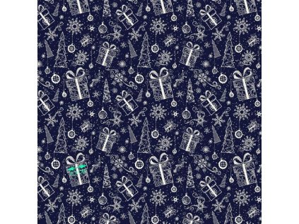 Vánoční bavlněná látka, metráž, šíře 160 cm, Vánoční vzor na Granátovém
