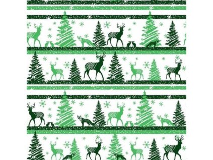 Vánoční bavlněná látka, metráž, šíře 160 cm, Vánoční vzor barva Zelená 03