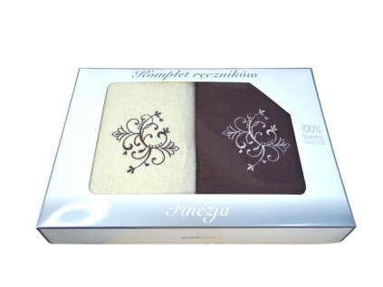 Sada froté osušek 2 ks 70x140 cm, barva Hnědá a Ecru