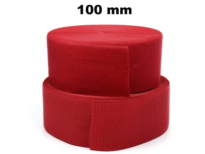 Pásek na suchý zip našívací Háček a Smyčka set Červený 100 mm x 25 bm