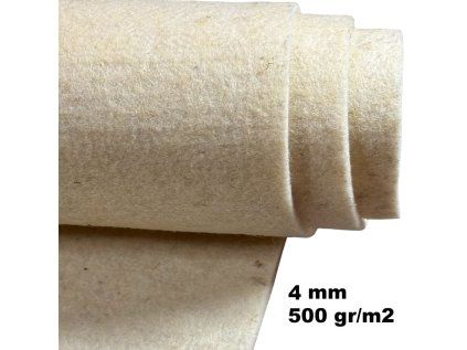 38162 3 vlnena technicka plst filc 4 mm barva ecru metraz 150 cm