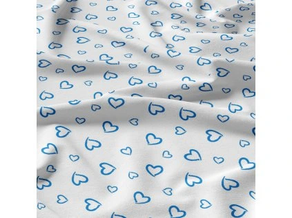 38201 5 dekoracni bavlnena latka metraz srdicka modra na bilem