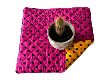 Sedák 40x40x2cm Puntík Černý na Amarantovém a Žultém