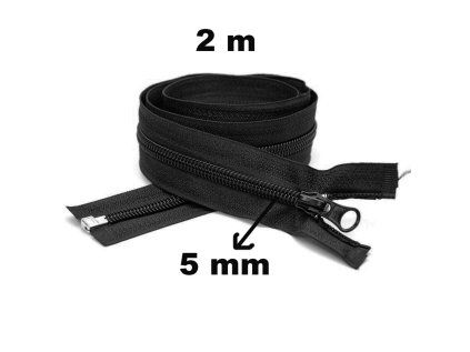 38600 2 zip spiralovy delitelny cerny 5 mm delka 220 cm