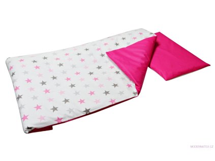 vyr 9949 Povleceni do postylky 2 dilne HVEZDY PINK na RUZOVEM