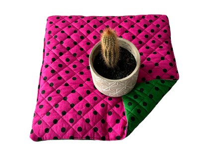 sedak 40x40x3cm puntik cerny na amarantovem a zelenem