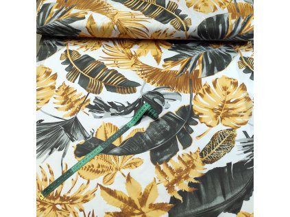 bavlnena latka monstera zluto grafitova