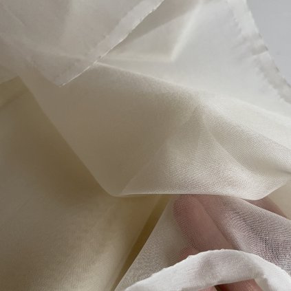 Organza, technické hedvábí, krémová, 100% silk