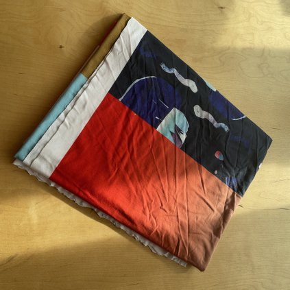 Tričkový úplet, autorský tisk, červená 2, Lu Jindrak Skřivánková