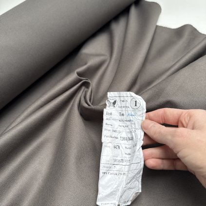 Šedohnědá pevná montérkovina/kepr/twill Velveta Varnsdorf, 98%bavlna/2%polyuretan