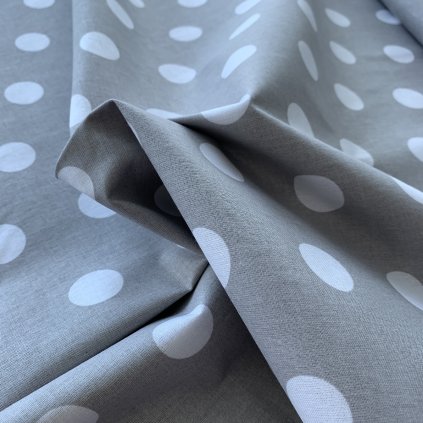 Bavlněné plátno šedé s bílými puntíky