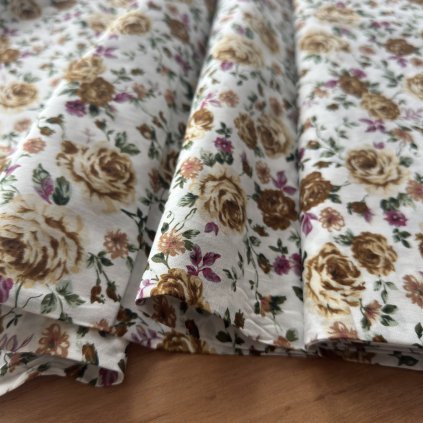 Bavlněné platno Hnědé růže