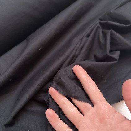 Vzorek - Černý bavlněný popelín/košilovka s elastanem