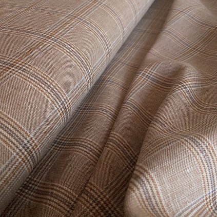 Vzorek - Len/bavlna/syntetická vlákna béžové káry, oblekovka