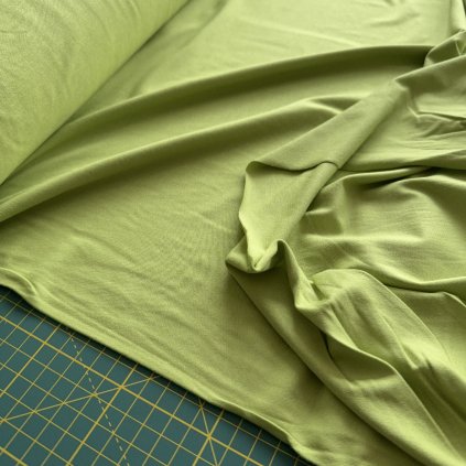 Vzorek - Pistáciový bambusový tričkový úplet, 95% 5%elastan