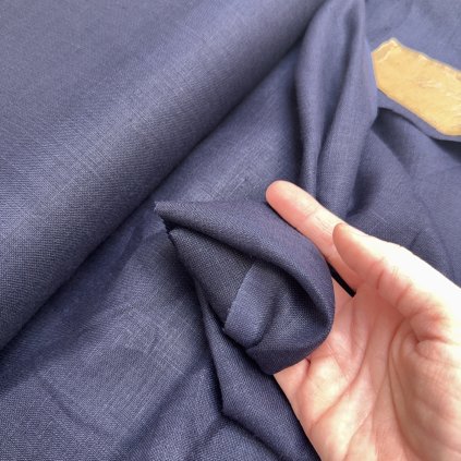 Inkoustově tmavě modrý len/košilové plátno