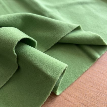 Kabátový flauš/velur 70%vlna 20% polyamid 10% kašmír kiwi