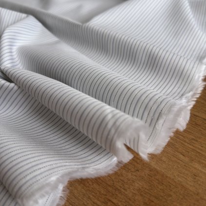 Košilovina, bavlněný bílý kepr, šedý/černý proužek