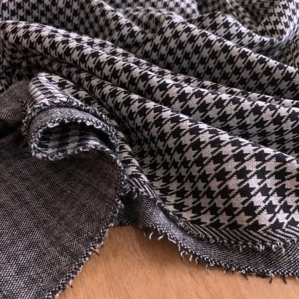 Polyesterová retro pletenina kohoutí stopa