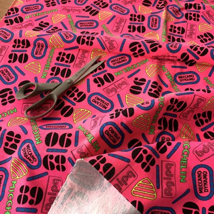 Úplet retro neonový potisk, z rubu počesaný, bavlna