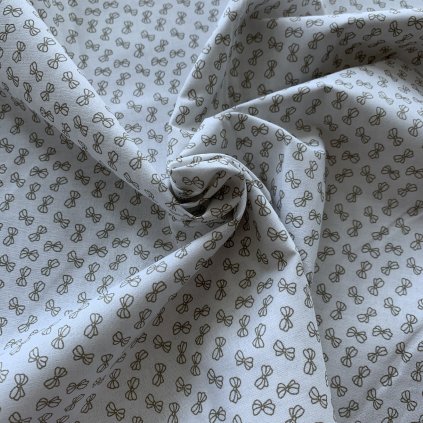 Vzorek - Bavlněné plátno  bílé mašličky